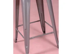 Nest Dream Banco*Lote de 4 bancos de metal com 66 cm de altura - Bistro - Metal Prateado