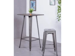 Nest Dream Banco*Lote de 4 bancos de metal com 66 cm de altura - Bistro - Metal Prateado