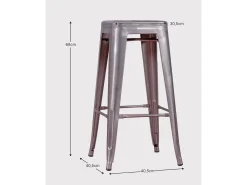Nest Dream Banco*Lote de 4 bancos de metal com 66 cm de altura - Bistro - Metal Prateado