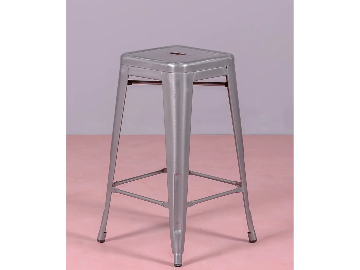 Nest Dream Banco*Lote de 4 bancos de metal com 66 cm de altura - Bistro - Metal Prateado