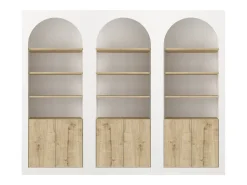 Vente-unique Biblioteca*Lote de 3 estantes com 4 nichos e 2 portas - Branco e natural claro - CYMORA Natural claro / Branco