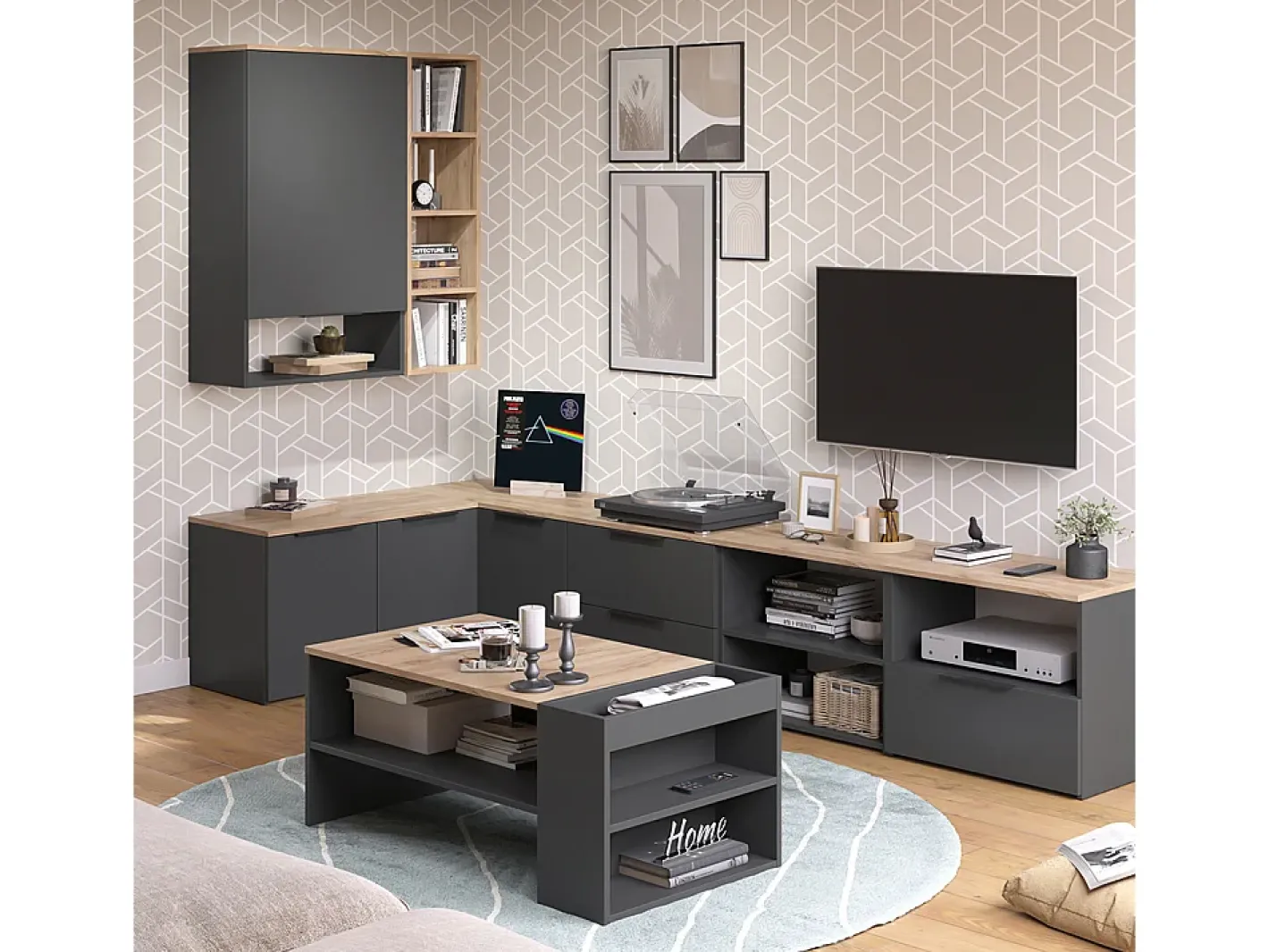 Vicco Móvel De Tv*Lowboard antracite/sonoma 60x40x50 wido Cinza antracite