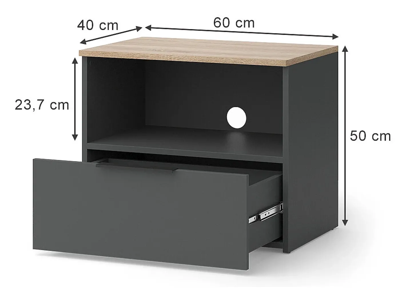 Vicco Móvel De Tv*Lowboard antracite/sonoma 60x40x50 wido Cinza antracite