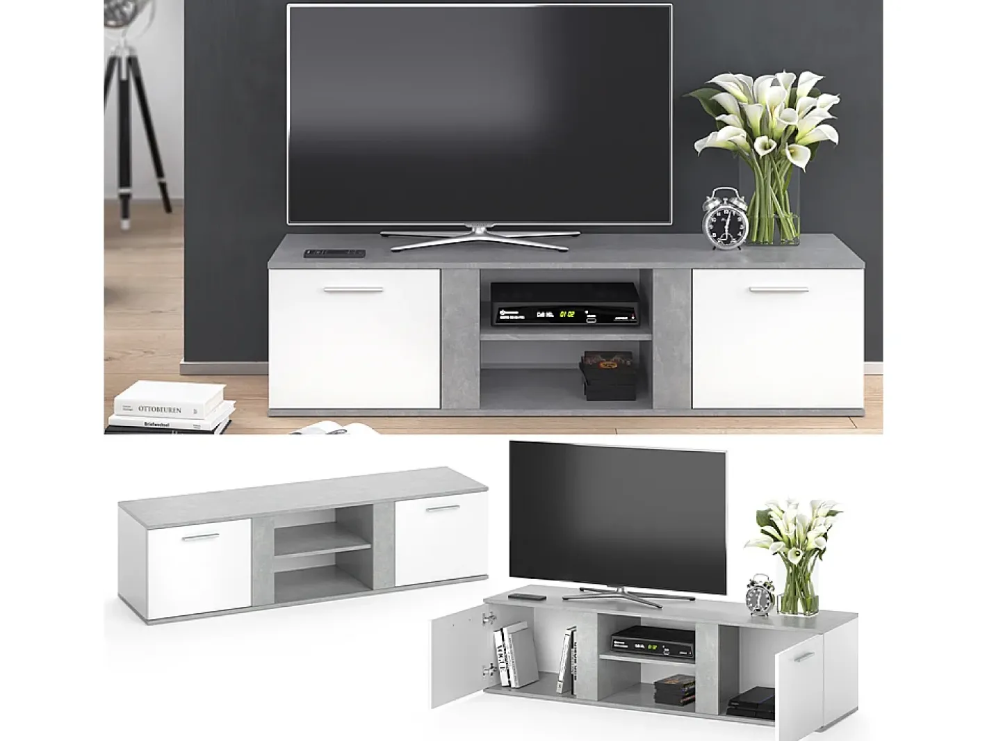 Vicco Móvel De Tv*Lowboard betão 155x40x41 novelli Cinzento claro