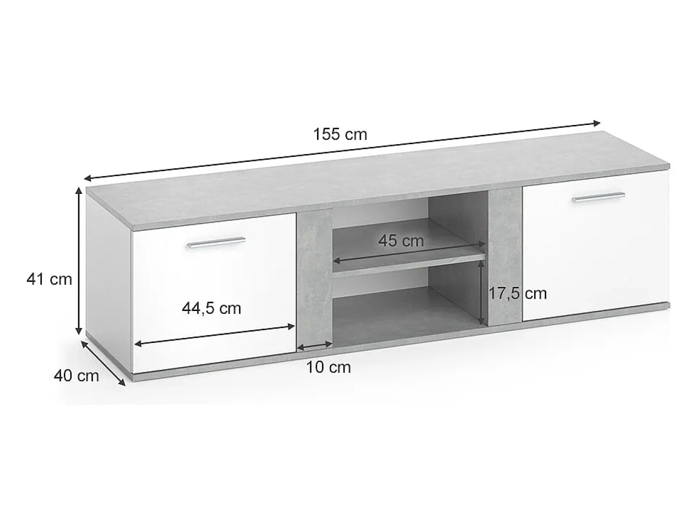 Vicco Móvel De Tv*Lowboard betão 155x40x41 novelli Cinzento claro