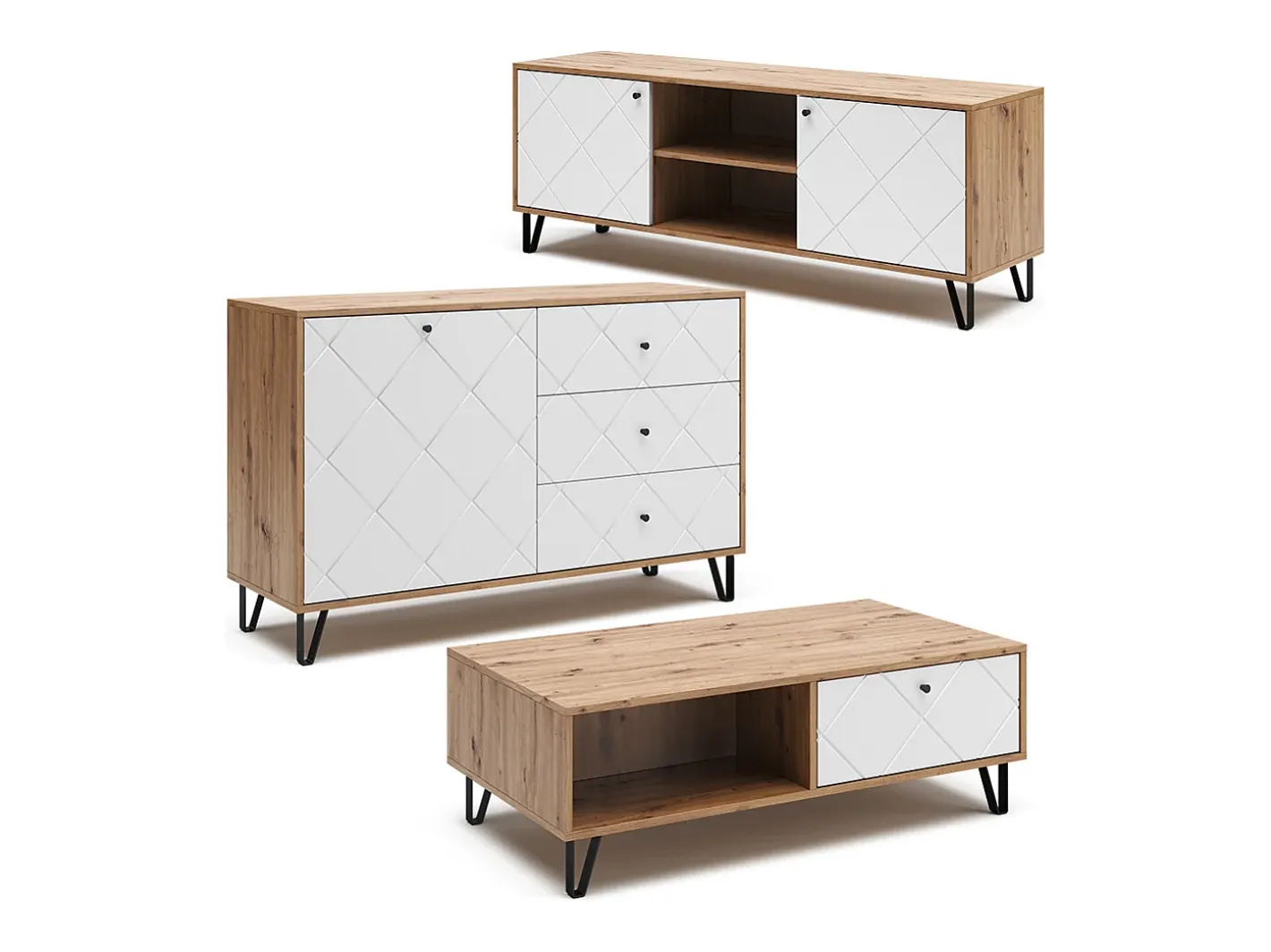 Vicco Móvel De Tv*Lowboard carvalho artesanal 150x40x55.2 nizza Natural claro