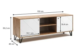 Vicco Móvel De Tv*Lowboard carvalho artesanal 150x40x55.2 nizza Natural claro