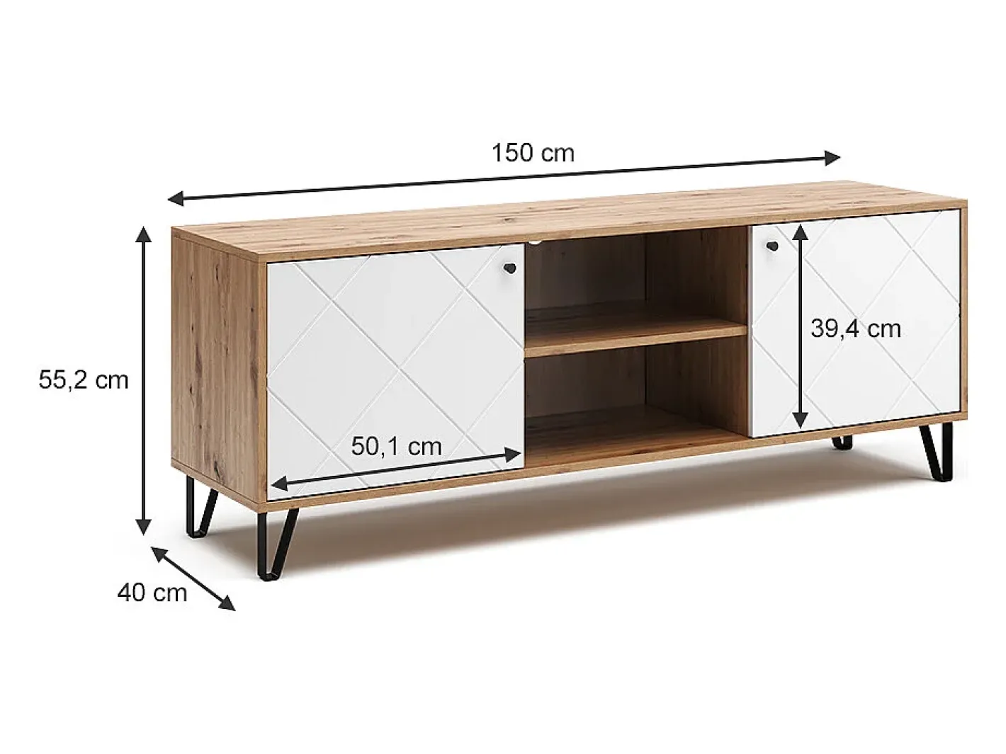 Vicco Móvel De Tv*Lowboard carvalho artesanal 150x40x55.2 nizza Natural claro