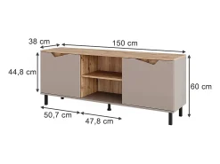 Vicco Móvel De Tv*Lowboard carvalho verde/artesanato 150x38x60 marelle Taupe