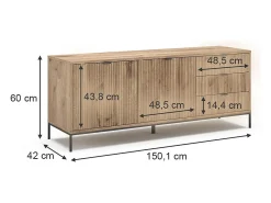 Vicco Móvel De Tv*Lowboard carvalho viking 150x42x60 eliza Natural escuro