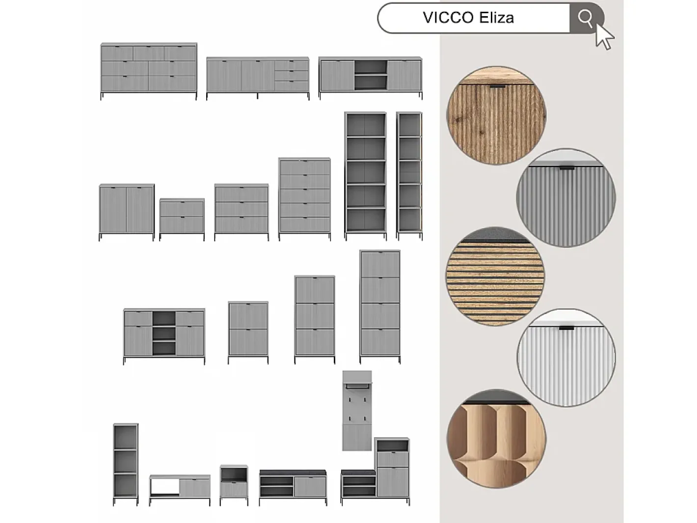 Vicco Móvel De Tv*Lowboard carvalho viking 150x42x60 eliza Natural escuro