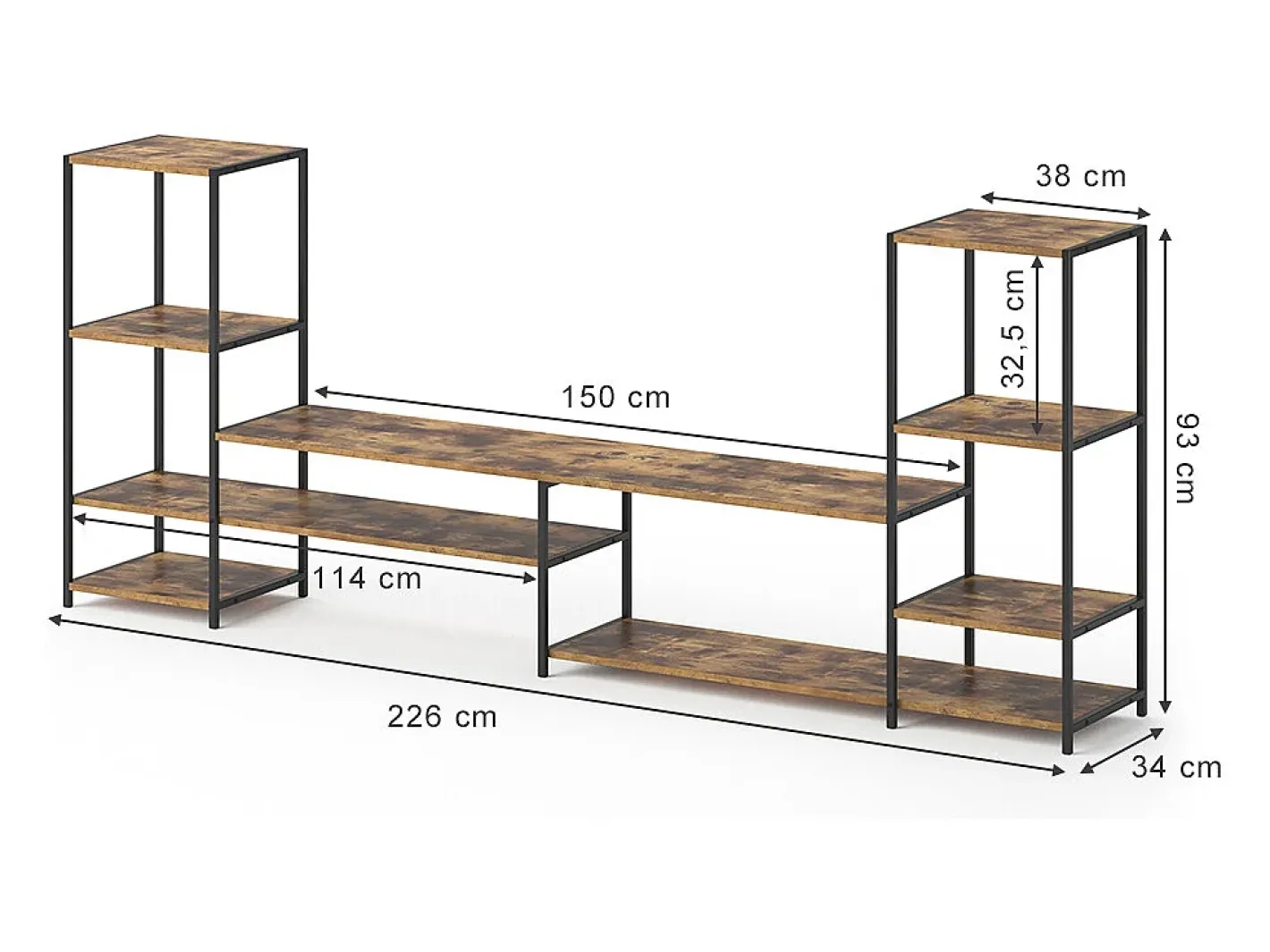 Vicco Móvel De Tv*Lowboard madeira antiga 226x34x93 fyrk Castanho