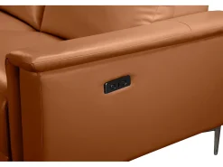Loft24 Sofá*Lund | Sofá 3 lugares 1 reclinável esquerdo elétrico Cognac Castanho