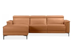 Loft24 Sofá*Lund | Sofá 3 lugares 1 reclinável esquerdo elétrico Cognac Castanho