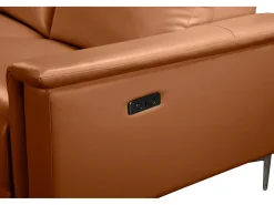 Best Lund | Sofá de 3 lugares 1 Reclinação Esquerda Eléctrica Cognac Sofá