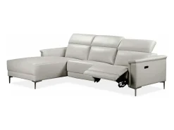 Loft24 Sofá*Lund 3S 1 cadeira reclinável L Electric Cognac Branco