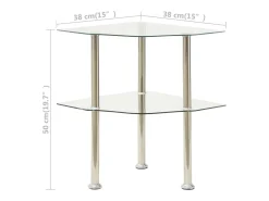 Mesa apoio duas prateleiras 38x38x50cm vidro temp.^vidaxl Best