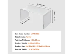 Mesa Auxiliar SucceBuy de Acrílico em Forma de C SucceBuy Mesa Auxiliar Altura de 41CM^ Sale