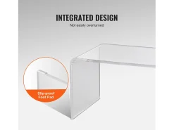 Mesa Auxiliar SucceBuy de Acrílico em Forma de C SucceBuy Mesa Auxiliar Altura de 41CM^ Sale