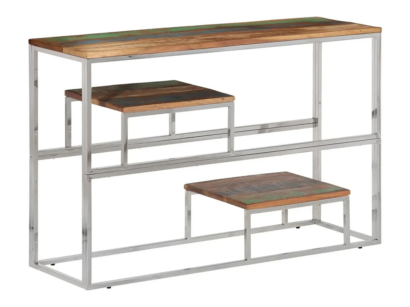 Mesa consola aço inoxidável/madeira recuperada maciça^vidaxl Clearance