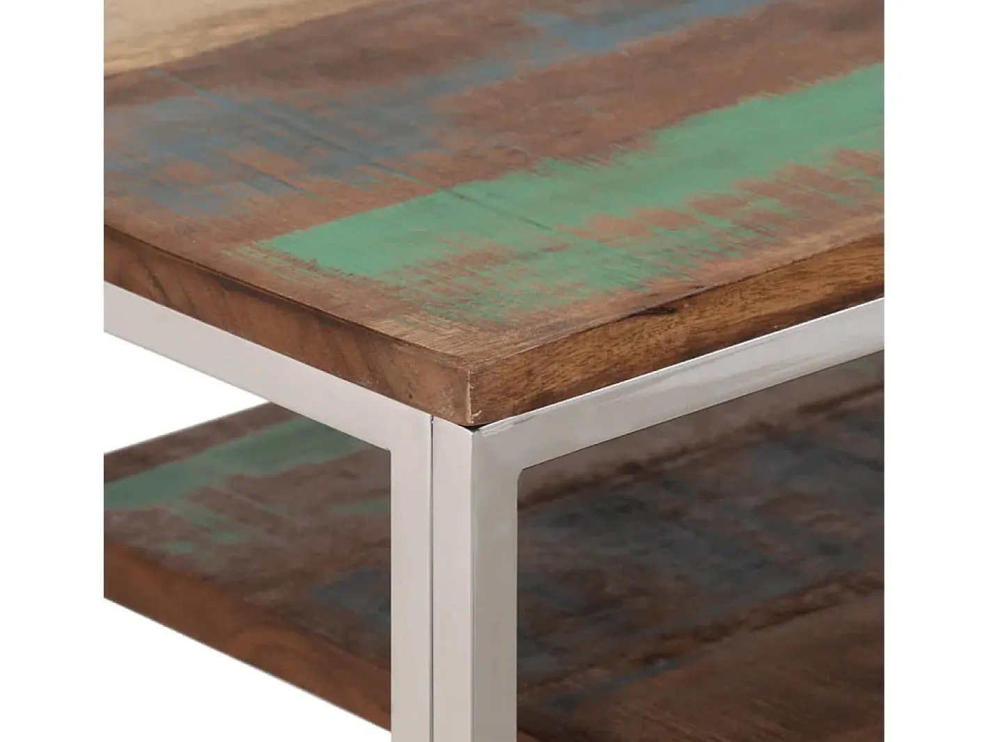 Mesa consola aço inoxidável/madeira recuperada maciça^vidaxl Clearance