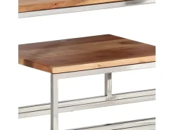 Outlet Mesa consola aço inoxidável/madeira de acácia maciça Consola
