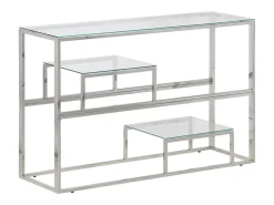 Mesa consola aço inoxidável e vidro temperado*vidaxl Discount