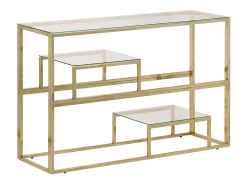 vidaxl Consola*Mesa consola aço inoxidável e vidro temperado Dourado