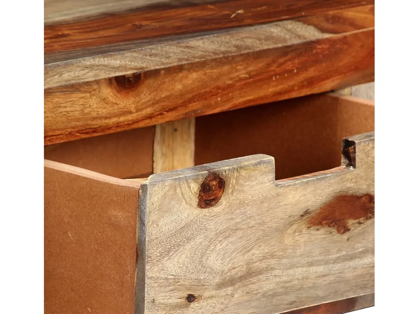 vidaxl Consola*Mesa consola c/ 3 gavetas 120x30x75 cm madeira acácia maciça Cinzento