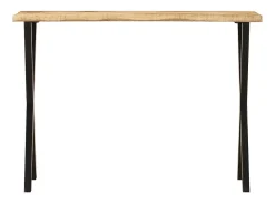 vidaxl Consola*Mesa consola c/ borda viva 105x33x76cm madeira mangueira maciça Natural claro
