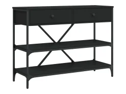 vidaxl Consola*Mesa consola c/ gavetas/prateleiras derivados de madeira Preto