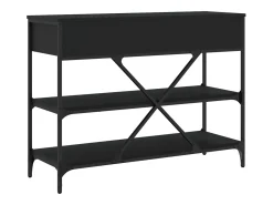 vidaxl Consola*Mesa consola c/ gavetas/prateleiras derivados de madeira Preto
