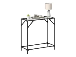 Mesa consola com tampo em vidro 80x35x81 cm aço PT363030* Best