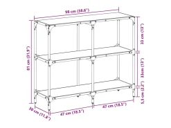 vidaxl Consola*Mesa consola com tampo em vidro 98x30x81 cm aço Transparente