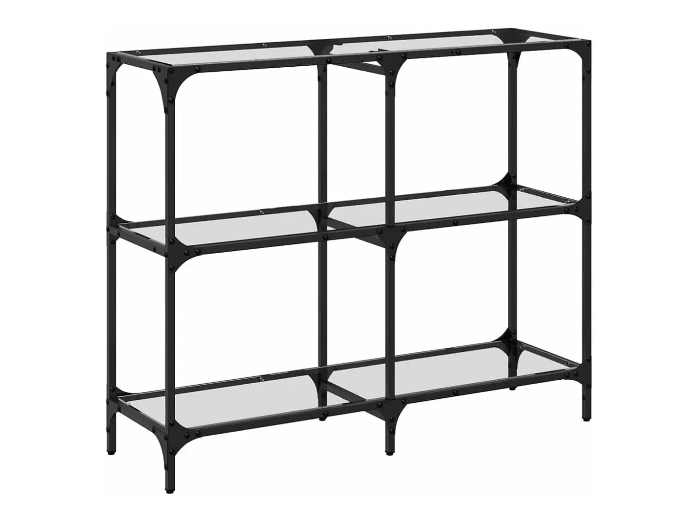 vidaxl Consola*Mesa consola com tampo em vidro 98x30x81 cm aço Transparente