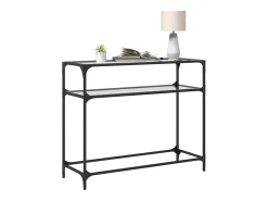Clearance Mesa consola com tampo em vidro 98x35x81 cm aço PT933747 Consola