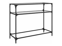 Clearance Mesa consola com tampo em vidro 98x35x81 cm aço PT933747 Consola