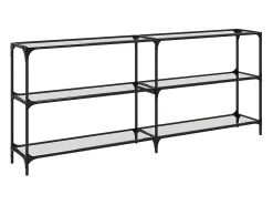Mesa consola com tampo em vidro 194,5x30x81 cm aço*vidaxl Sale
