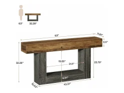 Tribesigns Consola*Mesa consola de 160 cm de comprimento, mesa de entrada de 2 níveis, mesa de sofá com arrumação, mesa de sofá de madeira de quinta para sala de estar, corredor Multicor