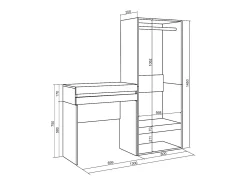 Clearance Mesa consola de entrada, 130x35x145cm, Com gaveta, Roupeiro aberto, Carvalho Consola