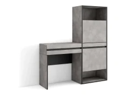Skraut Home Consola*Mesa consola de entrada, 130x35x145cm, Com gaveta, Sapateira, Cimento Cinzento