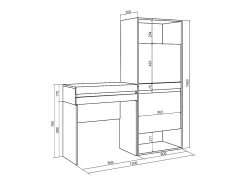 Skraut Home Consola*Mesa consola de entrada, 130x35x145cm, Com gaveta, Sapateira, Cimento Cinzento