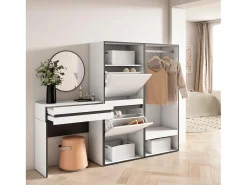 Clearance Mesa consola de entrada, 190x35x145cm, Com gaveta, Sapateira, Roupeiro aberto, Consola