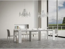 Mesa consola extensível 90x42/302 cm Mia Cinza Branca^ITAMOBY