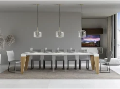 Mesa consola extensível 90x40/300 cm Naxy Mix plano Cinza Branca - estrutura Carvalho Natural^ITAMOBY Clearance