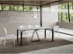 Online Mesa consola extensível 90x40/196 cm Tiris Small cimento quadro antracite Consola
