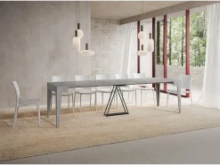 Ityhome Consola*Mesa consola extensível 90x42/302 cm Zima cimento Cinzento