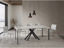 Mesa consola extensível 90x40/300 cm Krack cinza branca pernas antracite*Ityhome Discount