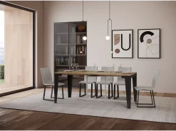 Mesa consola extensível 90x40/196 cm Flame Small Evolution Carvalho Natural quadro Antracite Consola