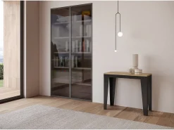 Mesa consola extensível 90x40/196 cm Flame Small Evolution Carvalho Natural quadro Antracite Consola